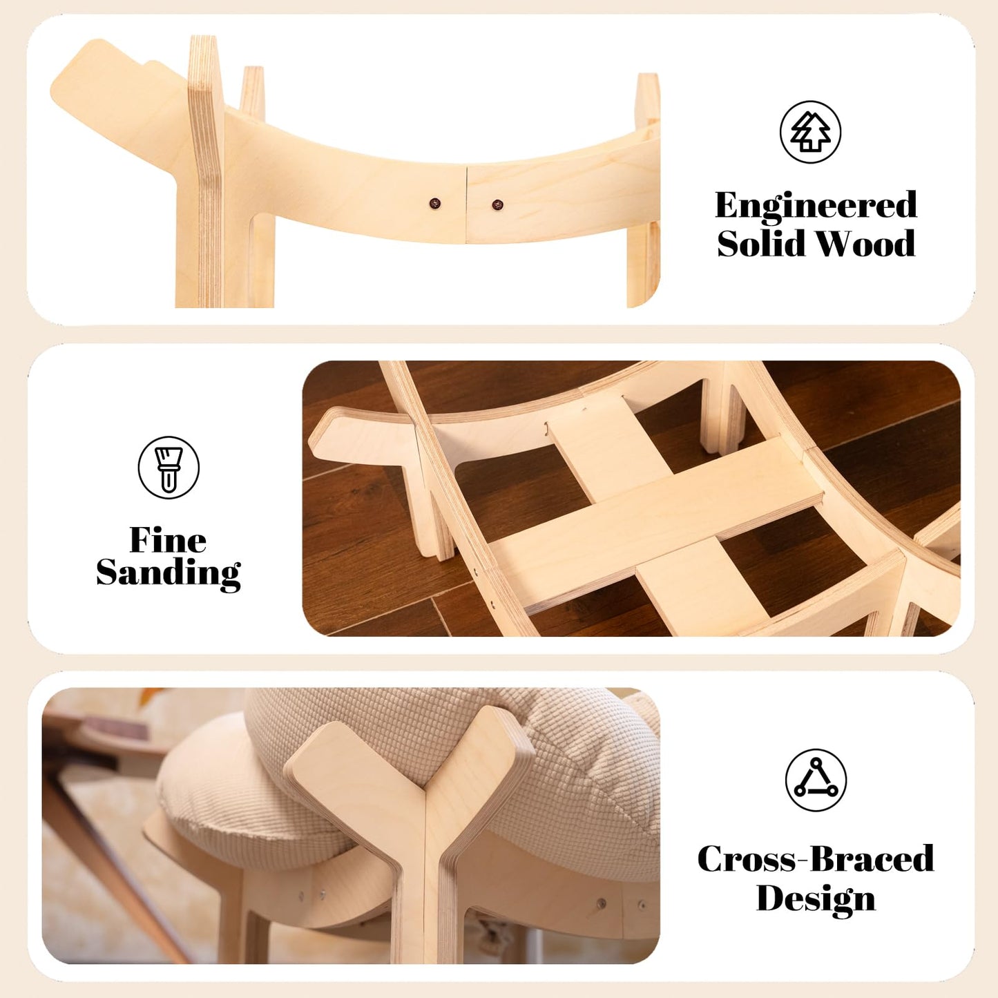 Cat Elevated Wooden Plush Cushion Bed