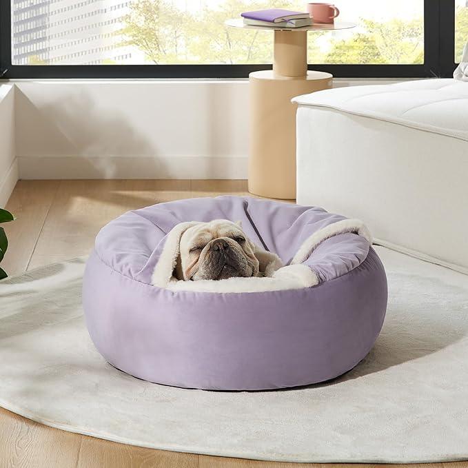 Cat 20" Round Plush Covered Cave Bed - HolyPetz™