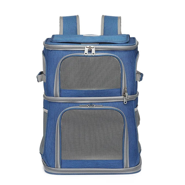 Pet Double-Compartment Backpack Carrier