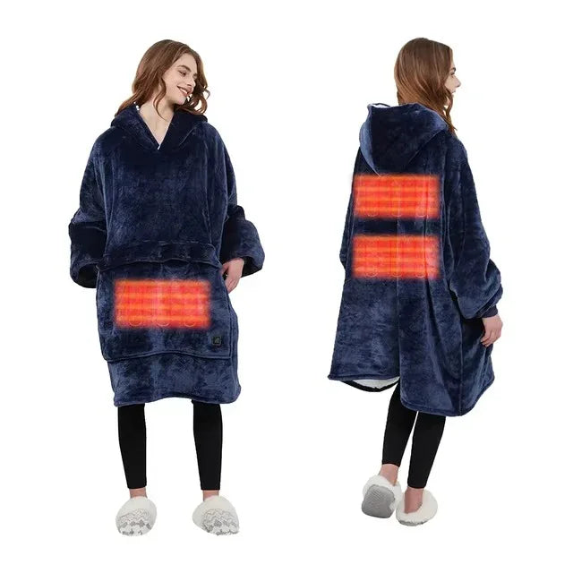 Oversized Heated Hoodie Blanket With Pet Pocket - HolyPetz™