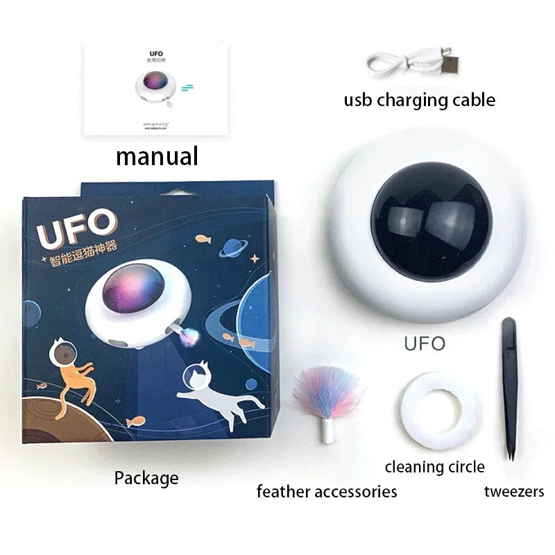 Cat Automatic UFO Turntable Chasing Feather Toy - HolyPetz™