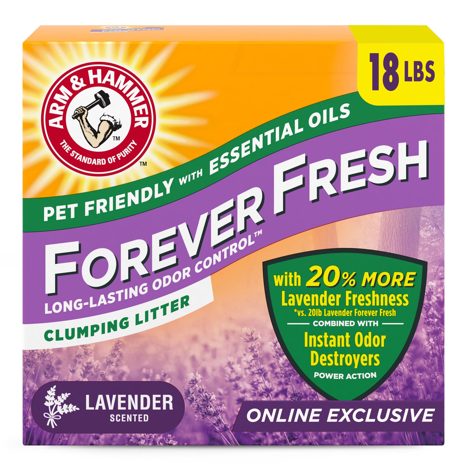 18lbs Box of Arm & Hammer Forever Fresh pet litter with lavender scent