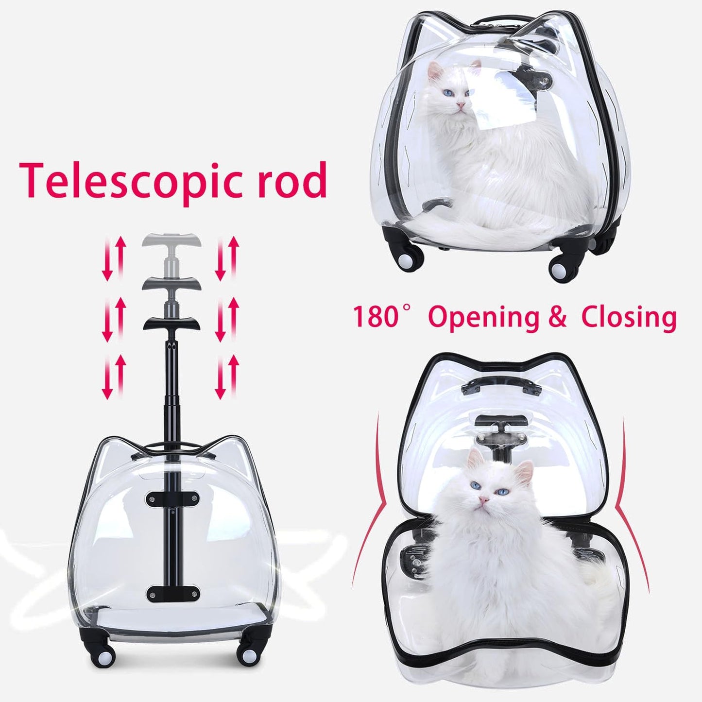Pet Transparent Rolling Backpack Carrier