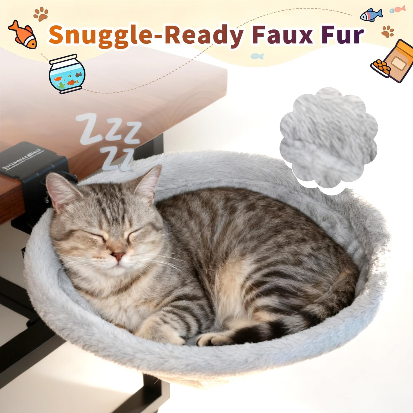 Cat Plush Foldable Hammock Bed Desk Perch