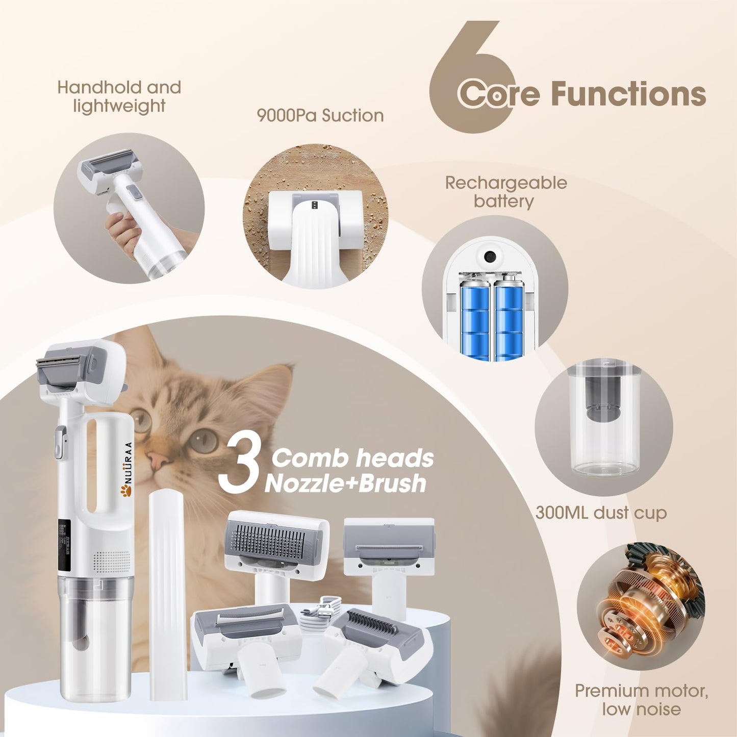 Pet Handheld Cordless Mini Grooming Vacuum