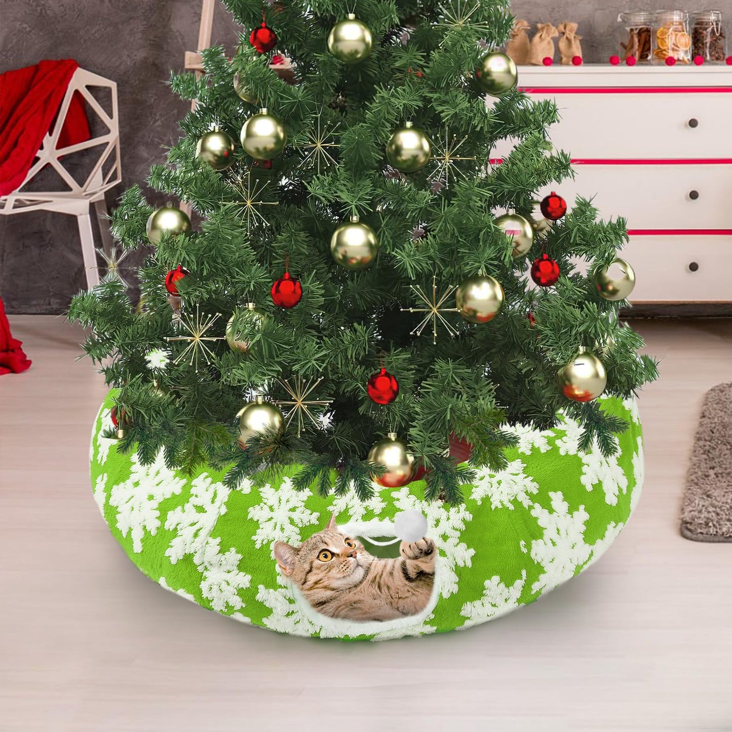 Cat Tunnel Christmas Tree Skirt