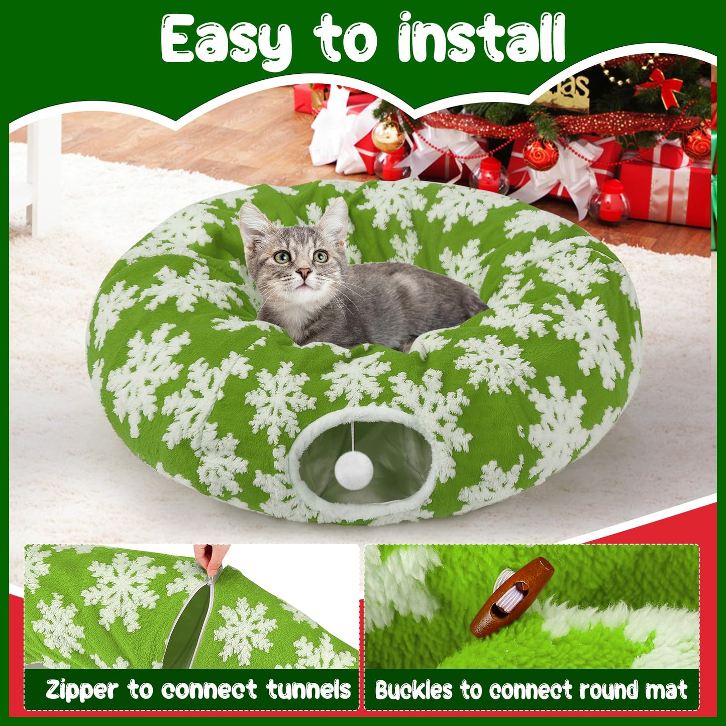 Cat Tunnel Christmas Tree Skirt