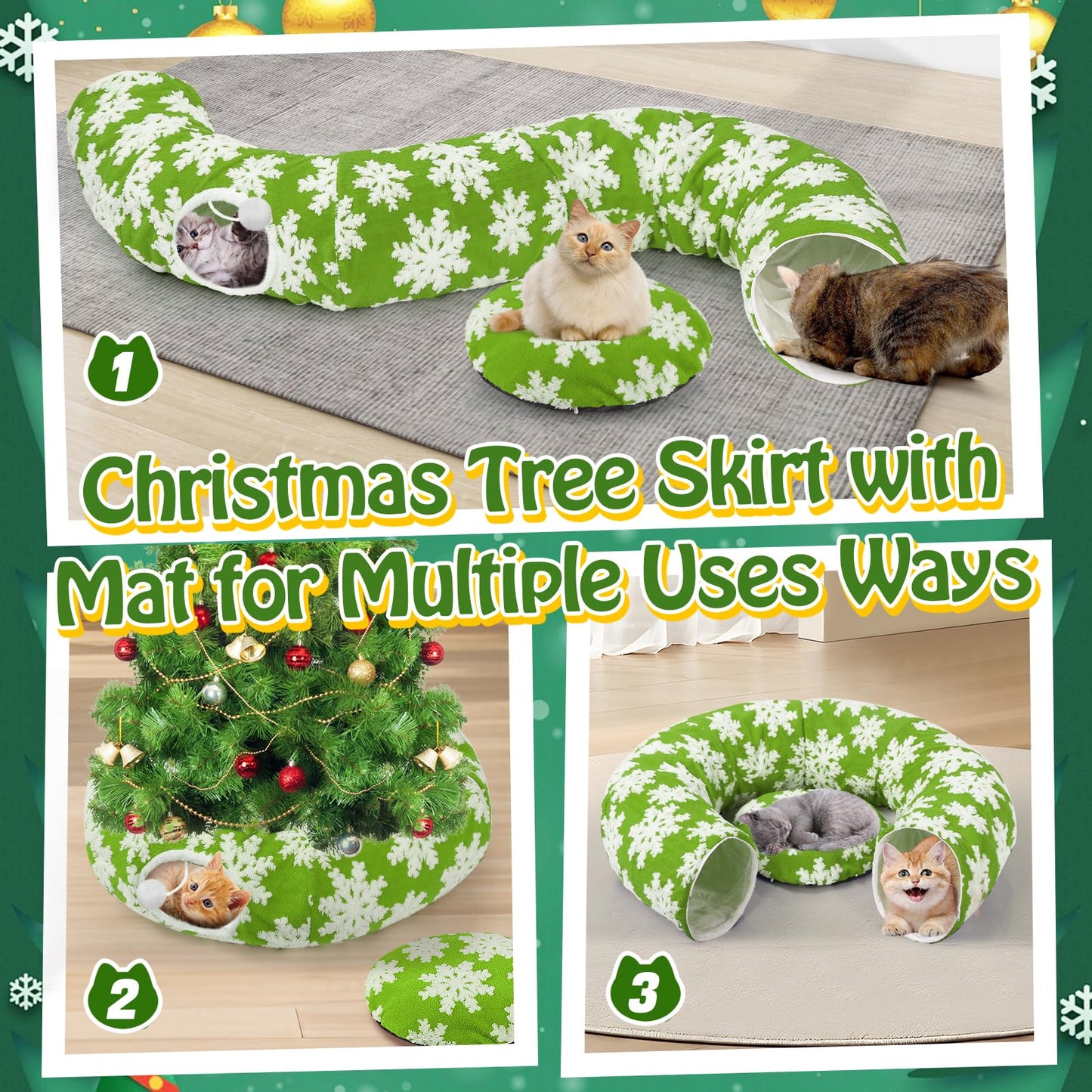 Cat Tunnel Christmas Tree Skirt