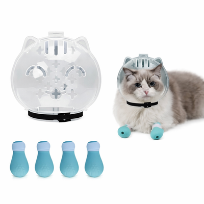 Cat Anti-Scratch Muzzle & Boots Grooming Set