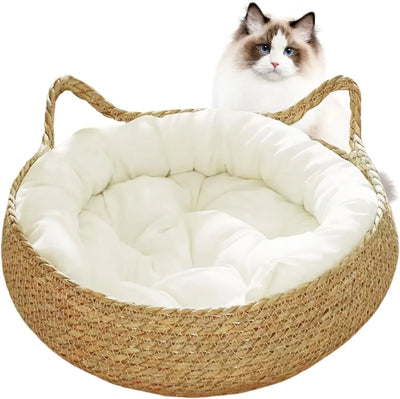 Cat Natural Straw Woven Nest Bed - HolyPetz™