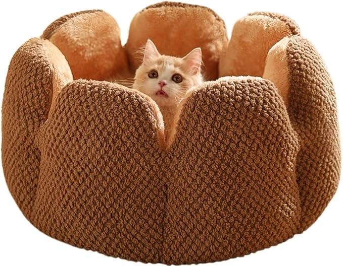 Cat Plush Flower Basket Bed - HolyPetz™