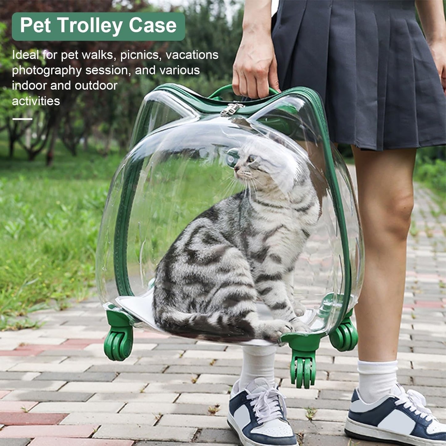 Pet Transparent Rolling Backpack Carrier