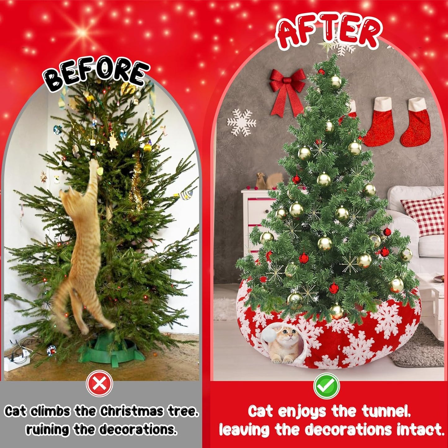 Cat Tunnel Christmas Tree Skirt