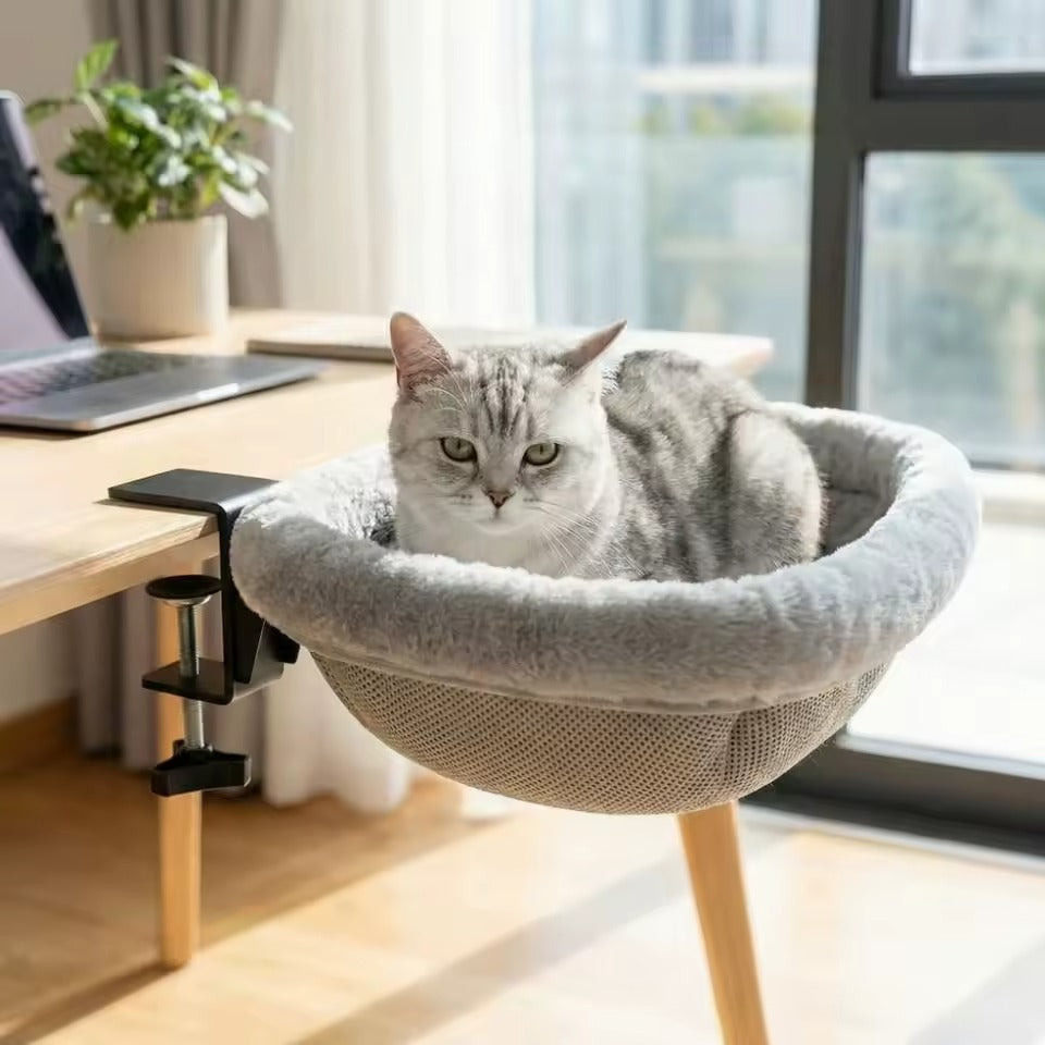 Cat Plush Foldable Hammock Bed Desk Perch