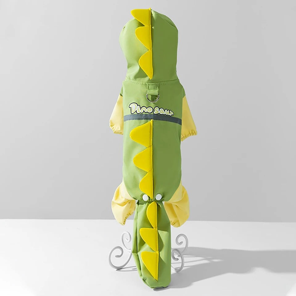 Dog Reflective Dinosaur Hoodie Raincoat & Leash