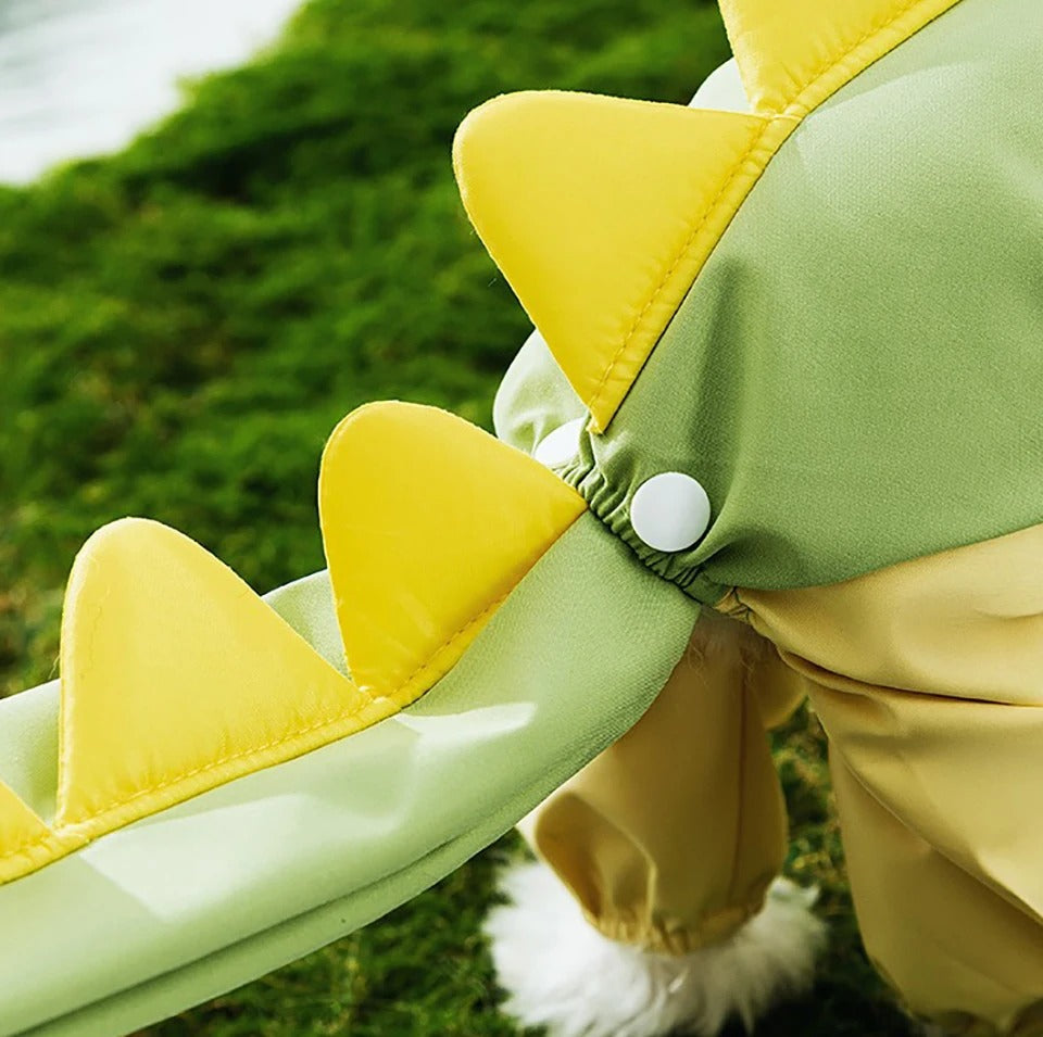 Dog Reflective Dinosaur Hoodie Raincoat & Leash