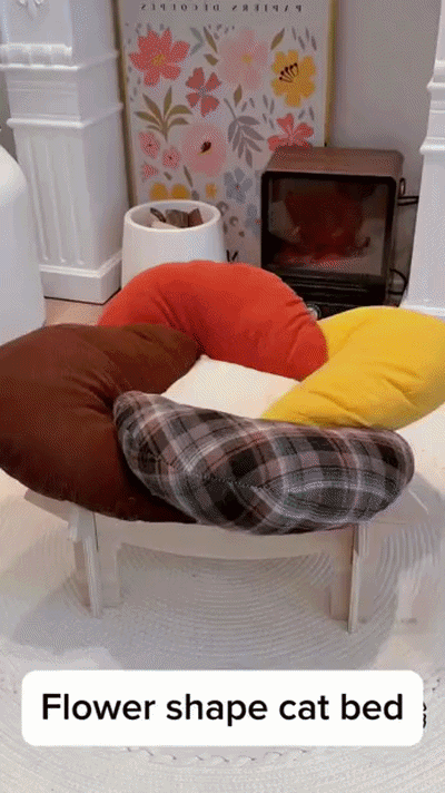 Cat Elevated Wooden Plush Cushion Bed