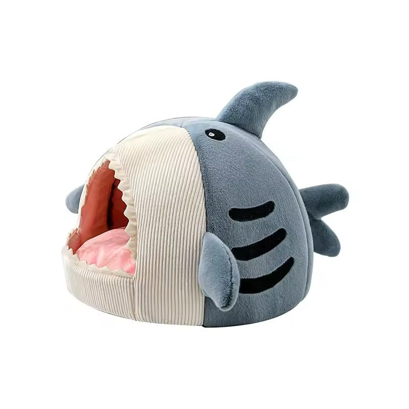 Pet Shark-Shaped Semi-Closed Cave Bed