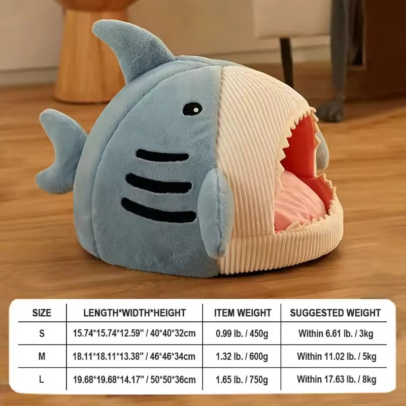 Pet Shark-Shaped Semi-Closed Cave Bed