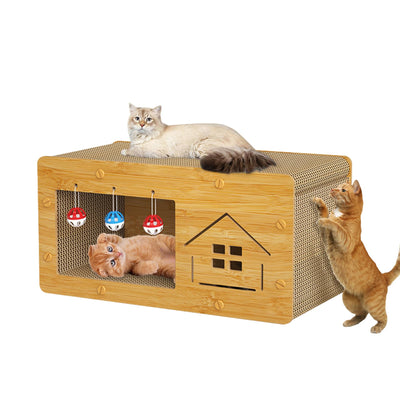 Cat Wooden Scratcher Cardboard  House